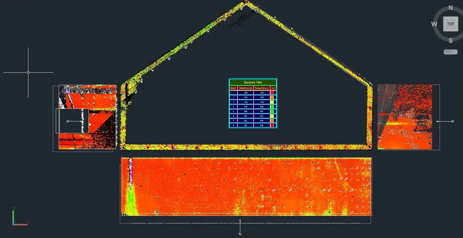 Deviation map: walls compared in Civil 3D
